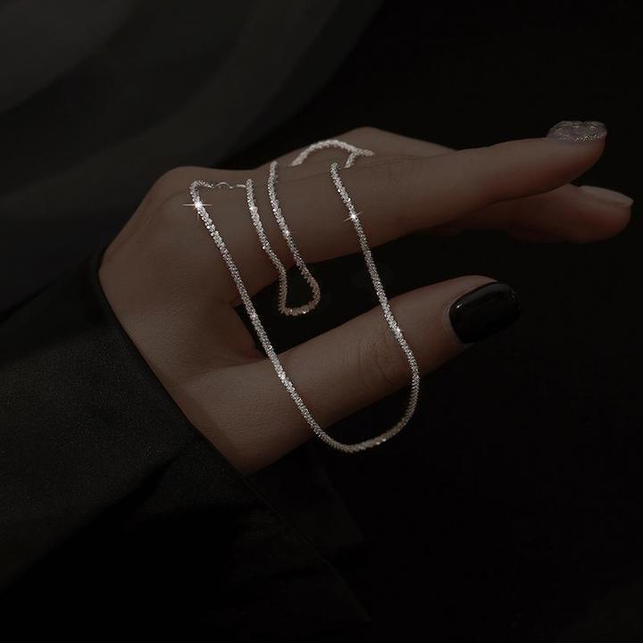 Ketting, gestructureerde glinsterende afwerking, zilver, Dames