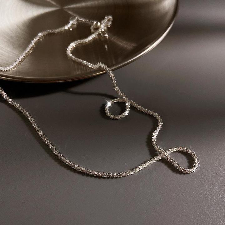 Ketting, gestructureerde glinsterende afwerking, zilver, Dames