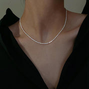 Ketting, gestructureerde glinsterende afwerking, zilver, Dames