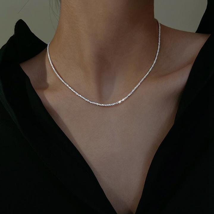 Ketting, gestructureerde glinsterende afwerking, zilver, Dames