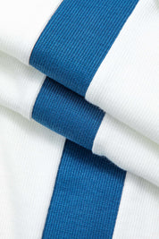 Dress white and blue vertical stripe close-up detail