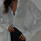 Blouse met zilveren pailetten en lange mouwen vooraanzicht
