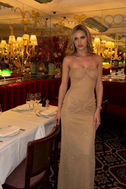 Gown with gold glitter dining room setting