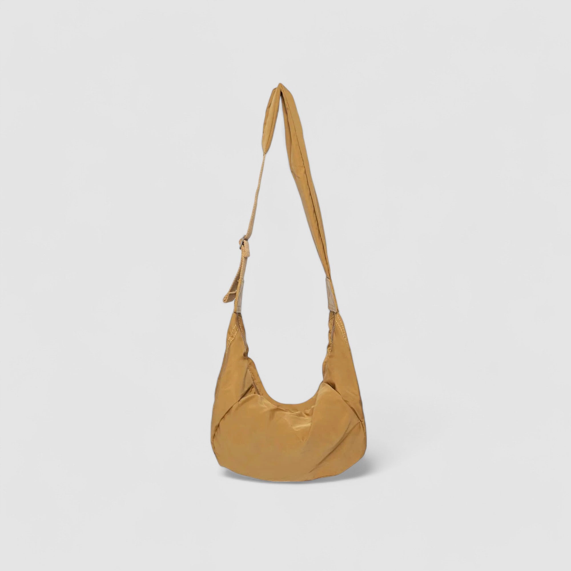 Schoudertas geel puffer stof voorzijde