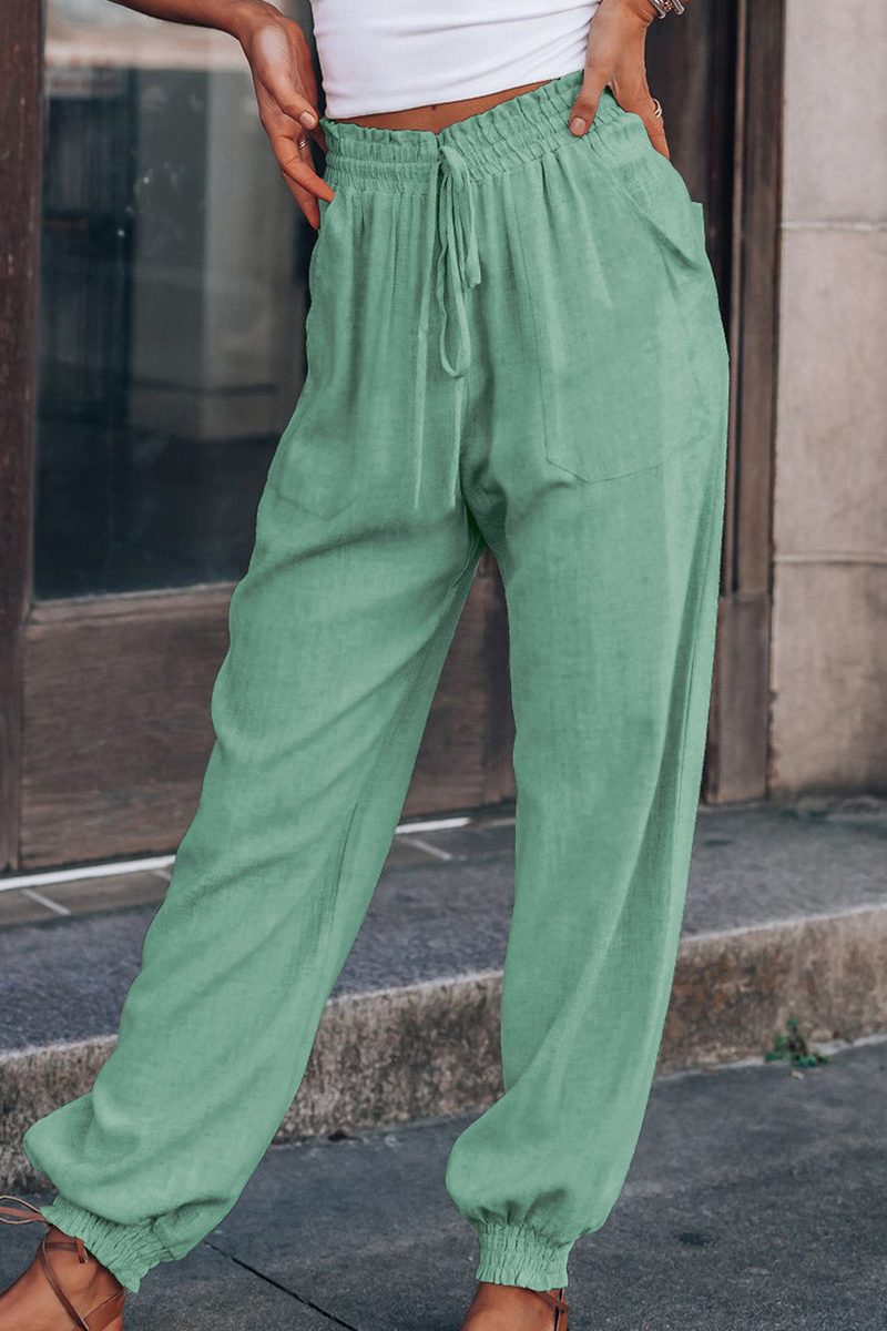 Harembroek groen elastische taille voorzijde