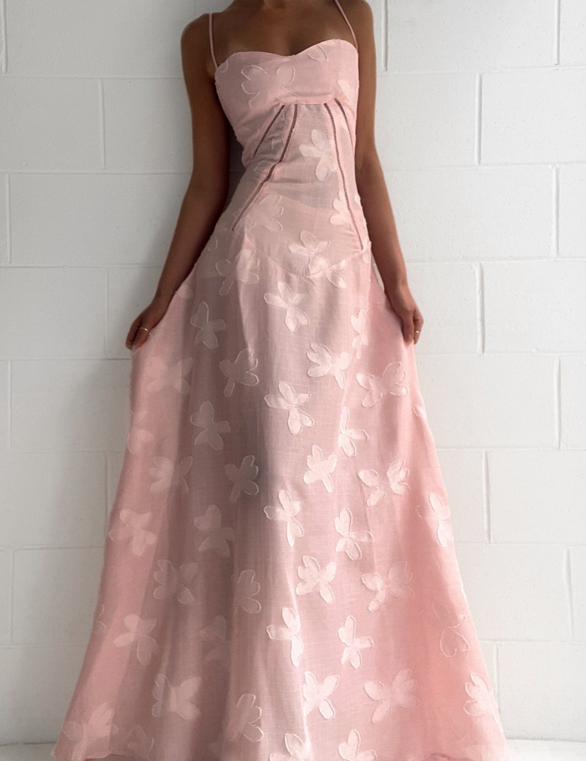 Pink floral dress front view