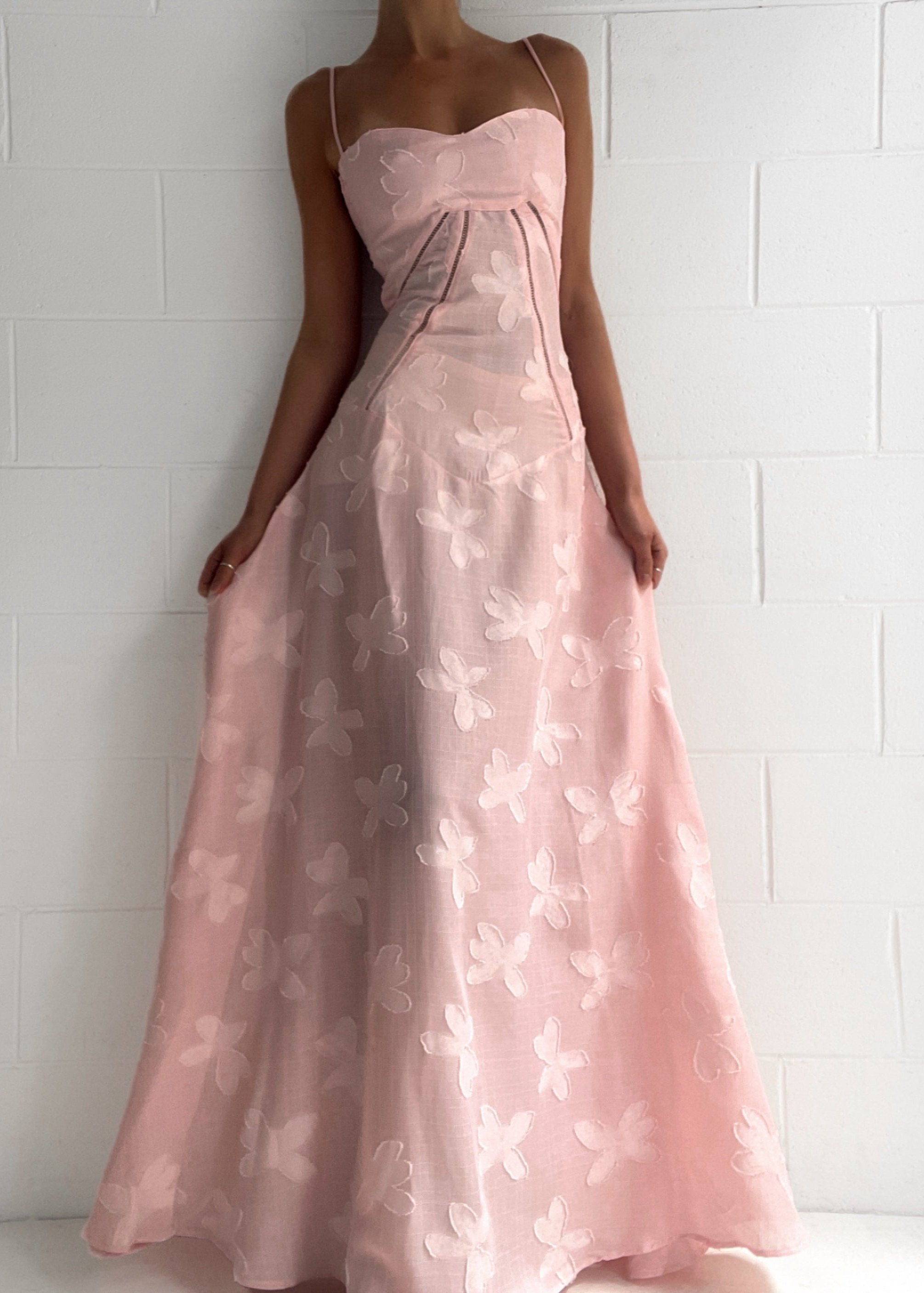 Pink floral dress front view