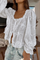 White blouse with floral embroidery front view