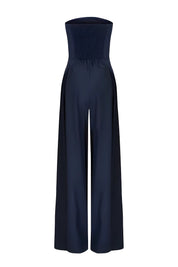 Strapless jumpsuit navy blue side view