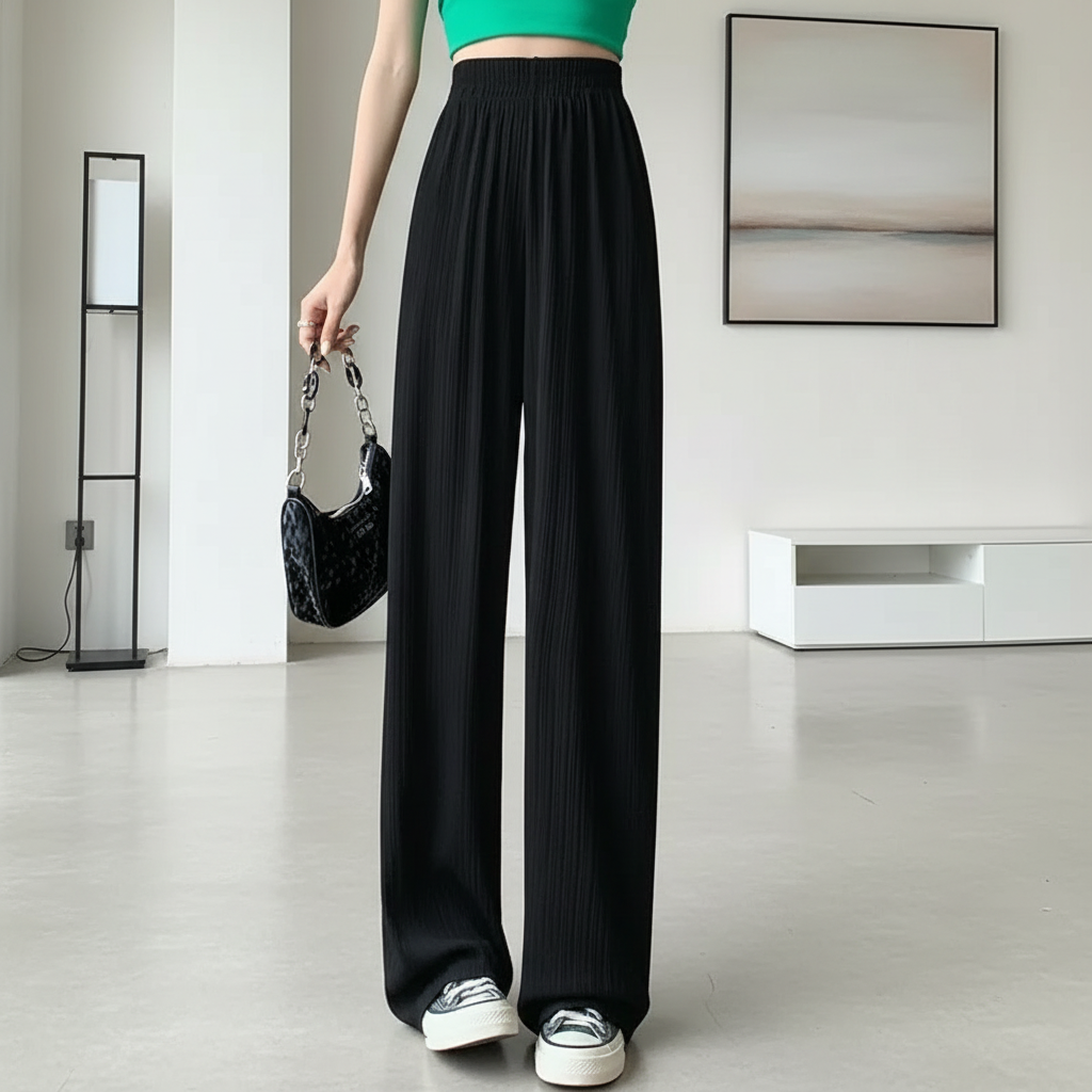 Luna Wijde broek met relaxed fit en vloeiende pijpen voor dames