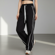 Maya Relaxed Fit Broek met Hoge Taille en Zachte Zijstrepen voor dames