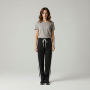 Maya Relaxed Fit Broek met Hoge Taille en Zachte Zijstrepen voor dames