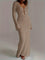 Beige crochet dress with bell sleeves front view