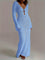 Light blue crochet dress with bell sleeves front view