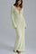 Lime green crochet dress with bell sleeves front view