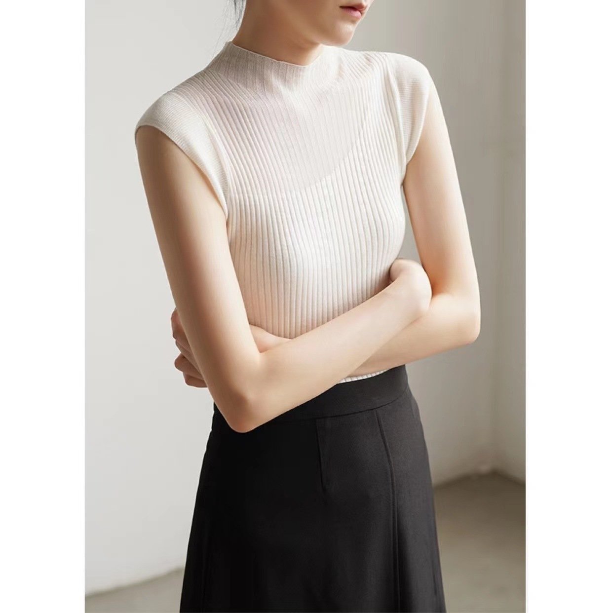 Sterling | Doorzichtige illusie kraag Top Elegant Avondkleding