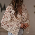 Fenna blouse met kanten bloemenpatroon lange mouwen en v-hals voor dames