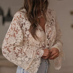 Fenna blouse met kanten bloemenpatroon lange mouwen en v-hals voor dames