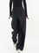 Zwarte oversized pantalon met dubbele knoop detail front view