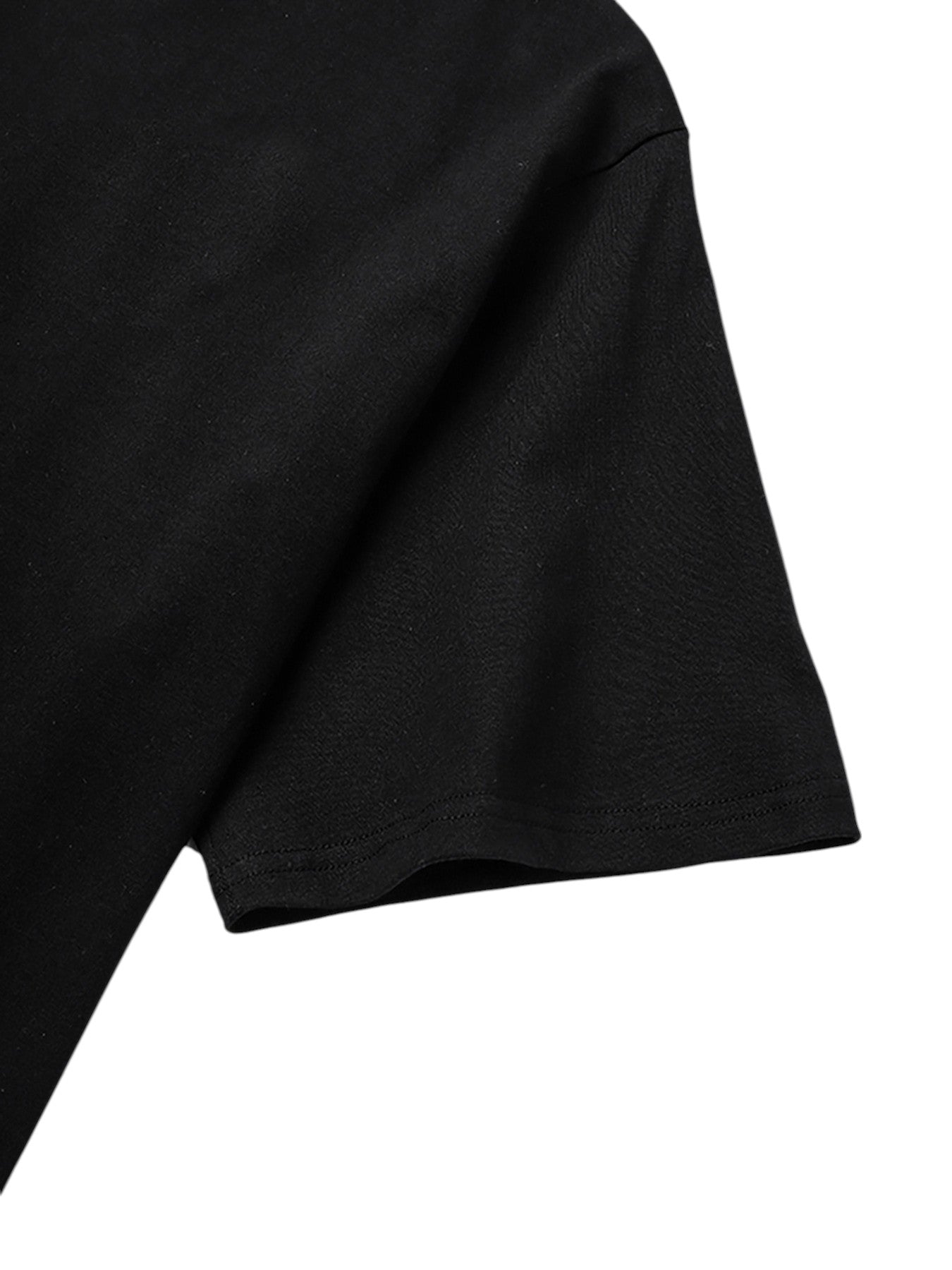 Zwart T-shirt met korte mouwen detailopname