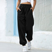 Sweatpants black with elastic waistband side view
