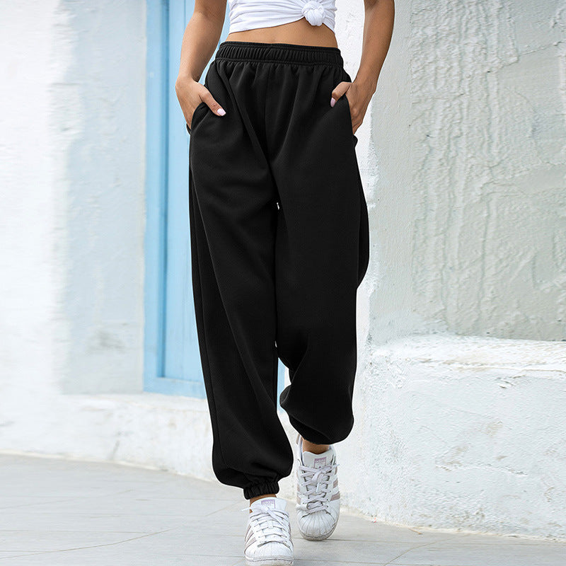 Sweatpants black with elastic waistband side view