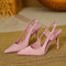 Slippers met slingback band en puntige neus roze zij profiel