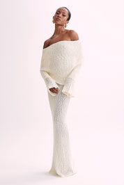 Isaya Maxi-jurk off-shoulder bouclé voor dames