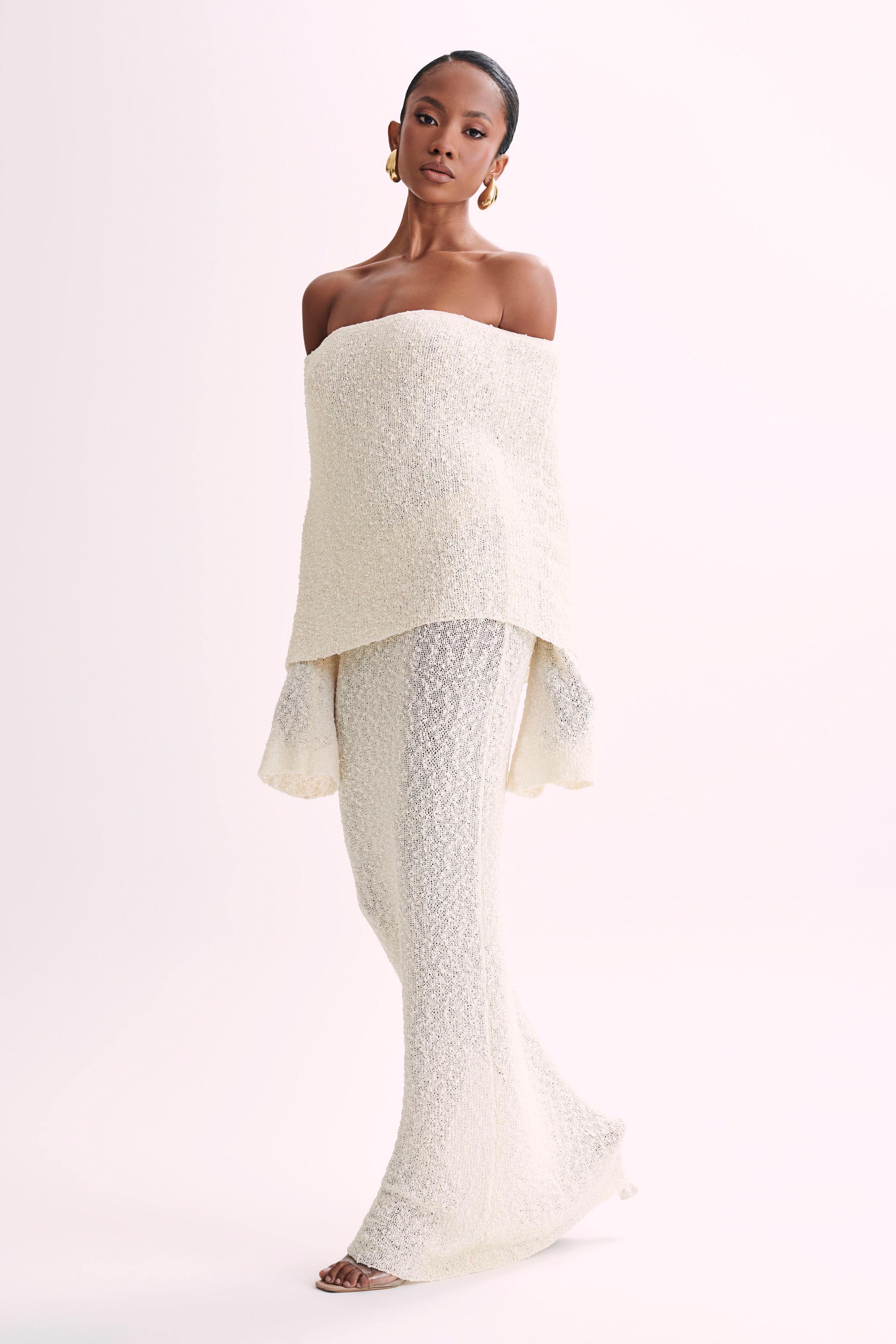 Isaya Maxi-jurk off-shoulder bouclé voor dames