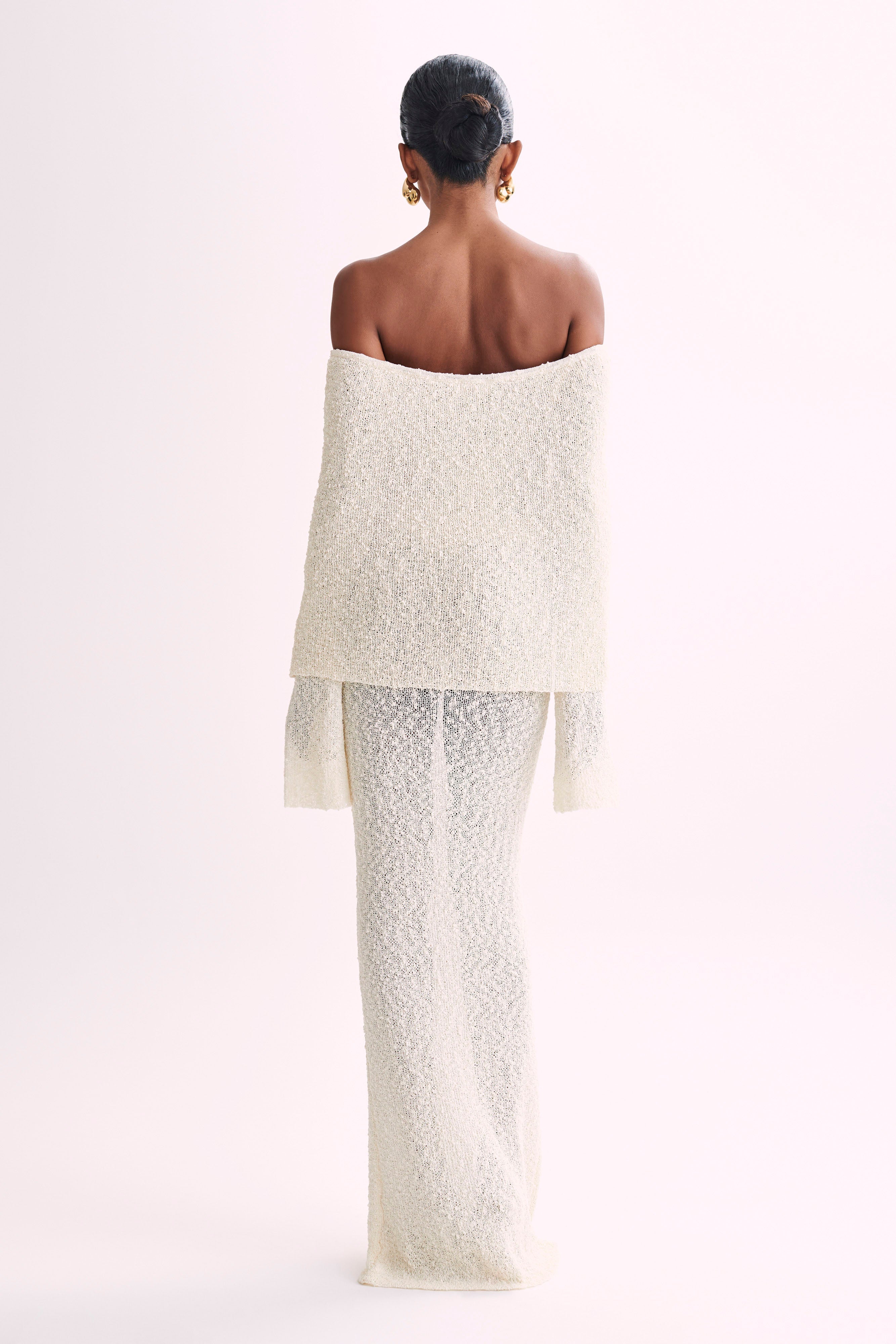 Isaya Maxi-jurk off-shoulder bouclé voor dames
