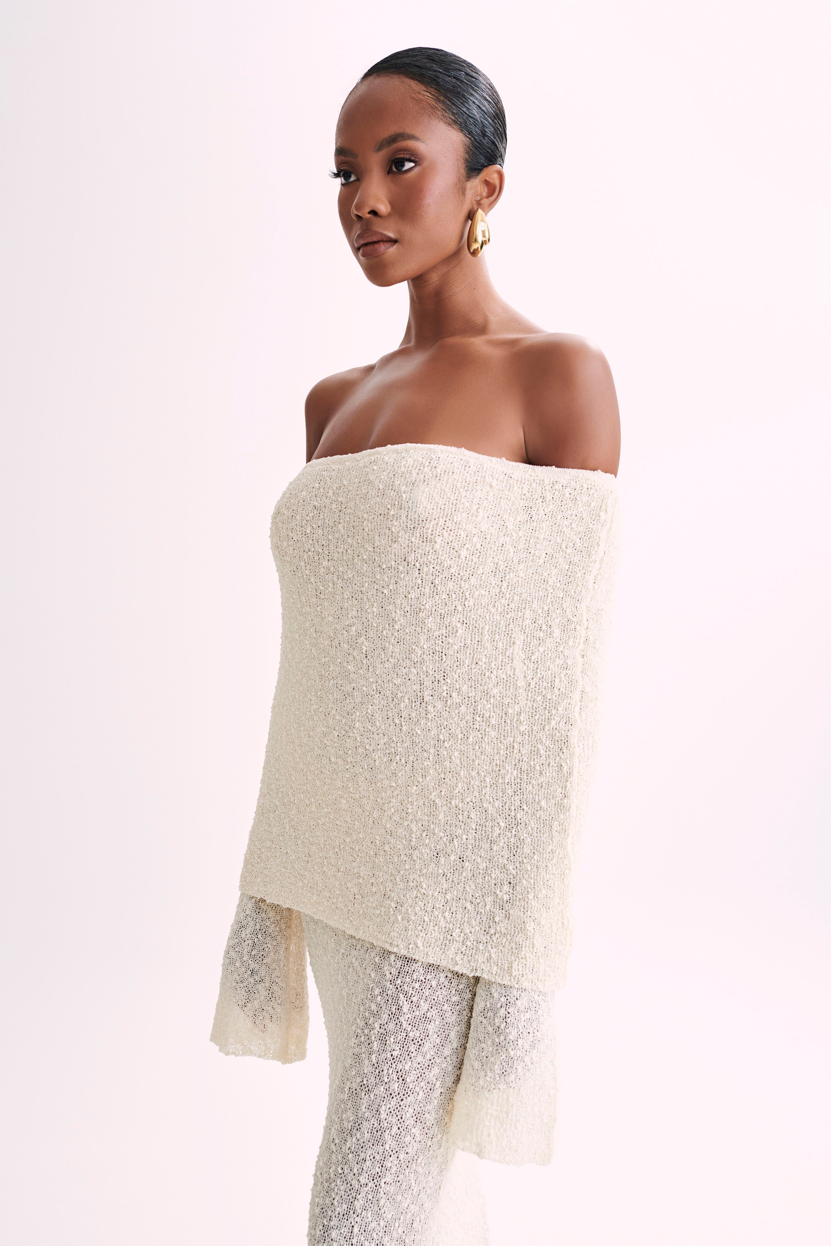 Isaya Maxi-jurk off-shoulder bouclé voor dames