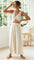 White linen loungewear set front view with accessories