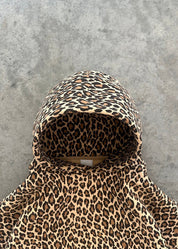Hoodie luipaardprint bruin met capuchon vooraanzicht