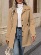 Herminia Trenchcoat van wolblend met dubbele knoopsluiting en ceintuur voor dames