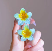 Haarclip, bloemvormig met transparante kleurverloop, resin, kleurvarianten geel, oranje, roze, blauw, paars, dames