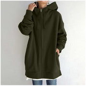 Oversized hoodie black front view with drawstring