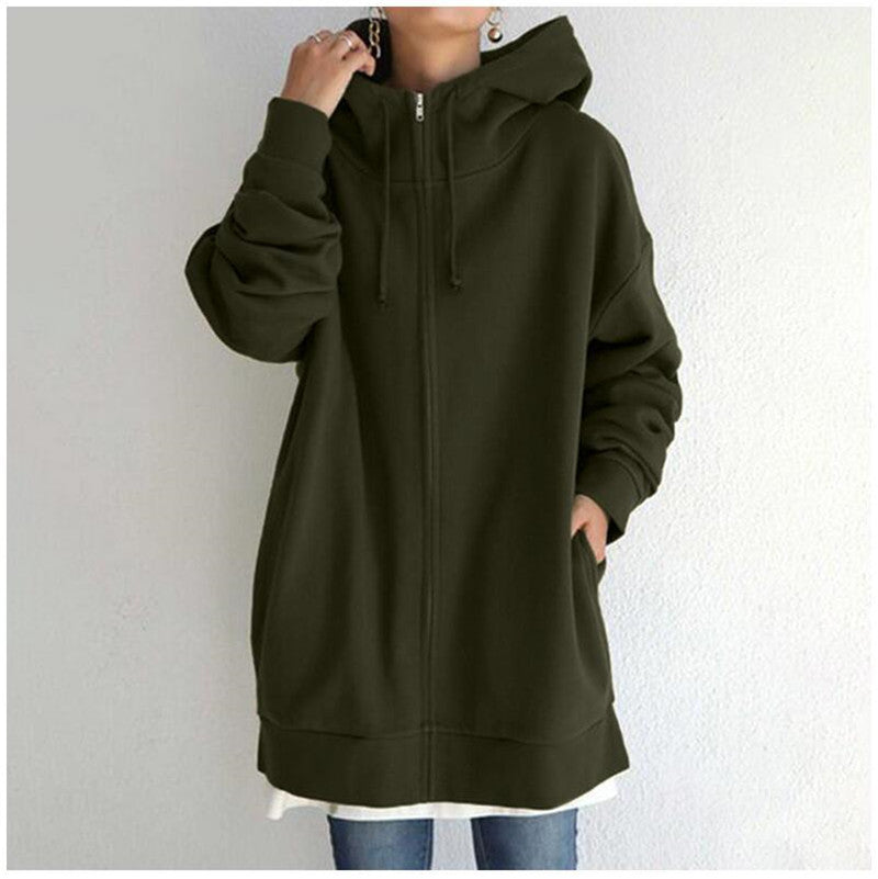 Oversized hoodie black front view with drawstring
