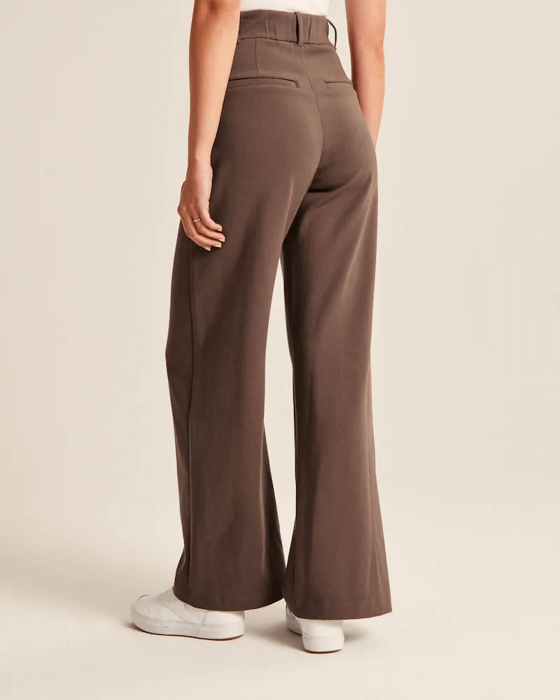 Brownpants dames met hoge taille en wijde pijpen zijkant