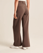 Brownpants dames met hoge taille en wijde pijpen zijkant
