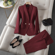 Blazer en broek set rood met dubbele knopen front view
