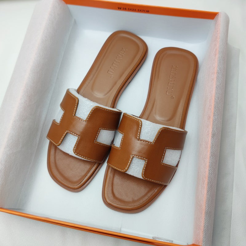 Fleur Leren sandalen met strakke H-design banden voor dames