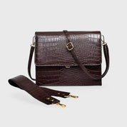 Aven Compacte crossbody schoudertas met crocoprint in leer