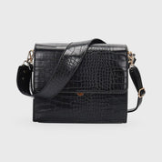 Aven Compacte crossbody schoudertas met crocoprint in leer