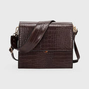 Aven Compacte crossbody schoudertas met crocoprint in leer