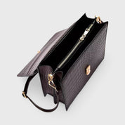 Aven Compacte crossbody schoudertas met crocoprint in leer