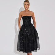 Black glitter dress isolated front view