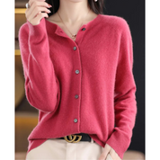 Dames cardigan roze met knopen voorzijde
