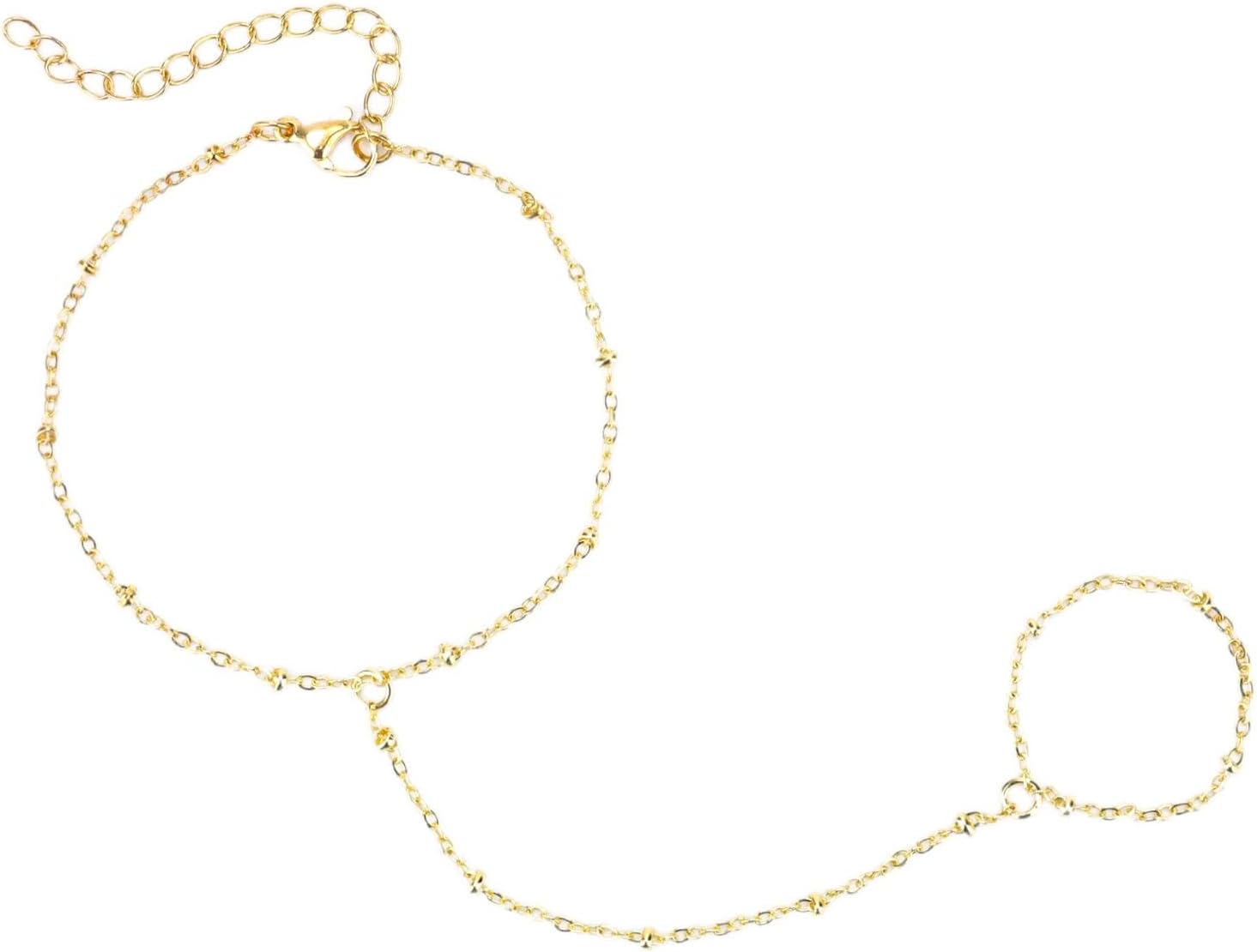 Gold chain bracelet with adjustable design front view