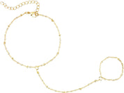 Gold chain bracelet with adjustable design front view