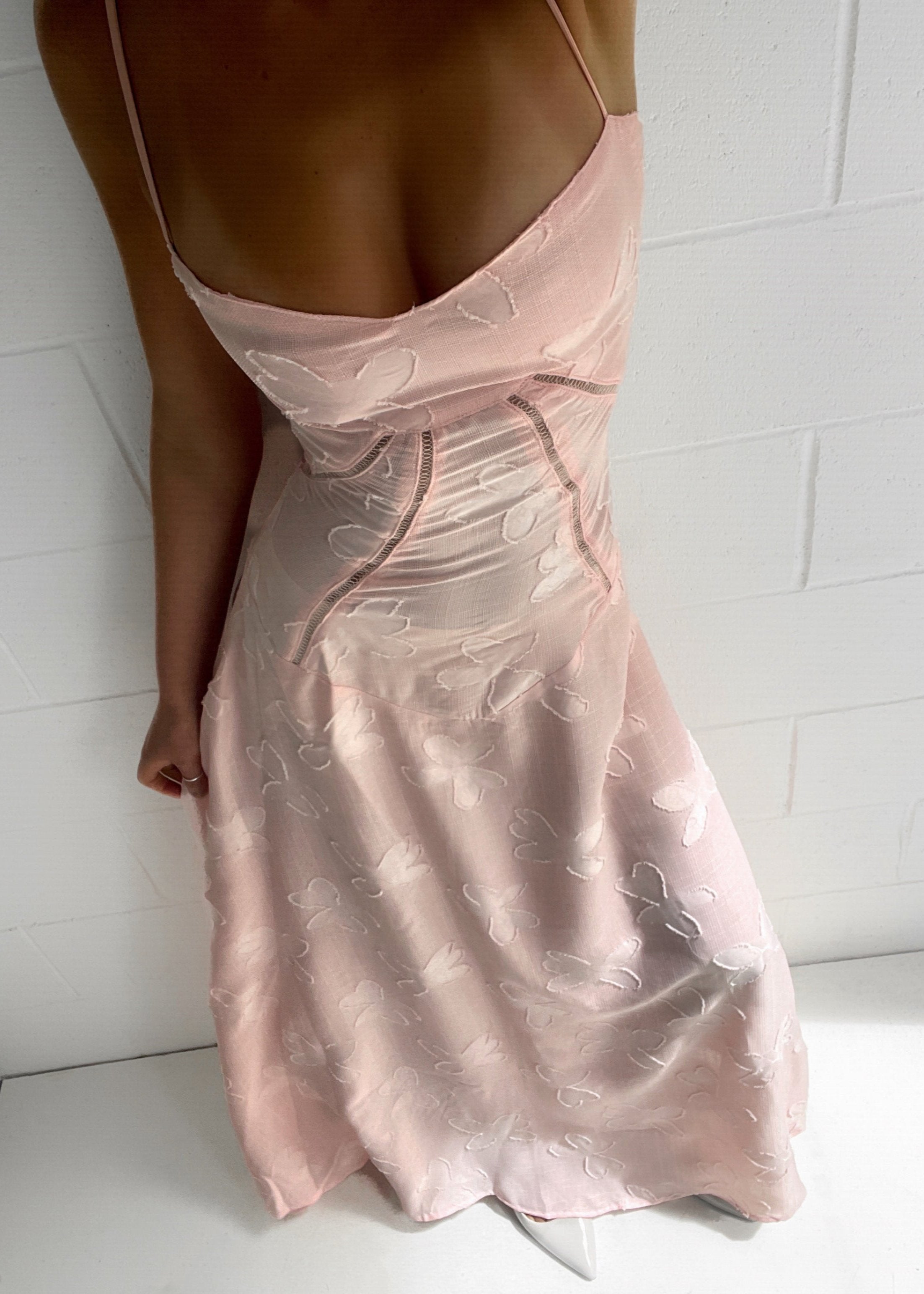 Floor Roze Midi Jurk met Bloemen